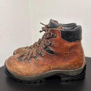 Scarpa Brown Leather Hiking Boots Size 45/11.5 Men's Women's 12.5 Made in Italy